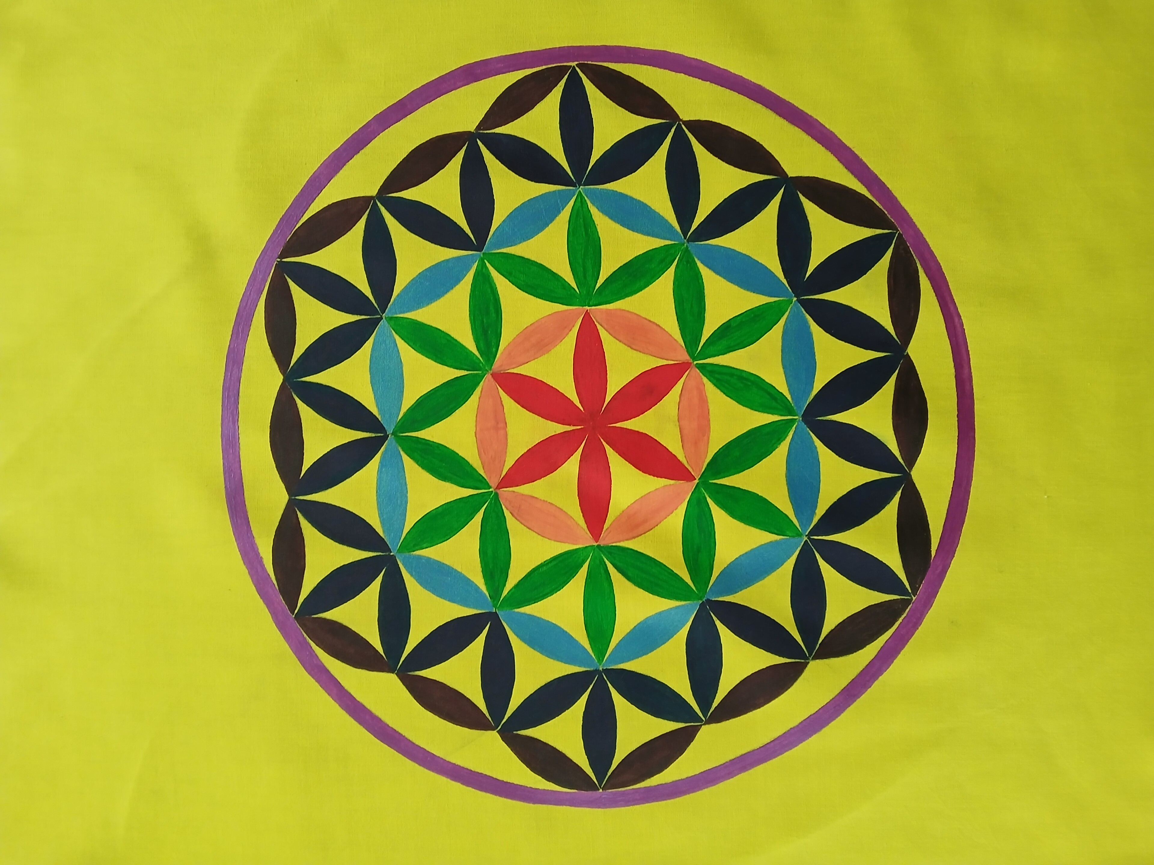 Blume des Lebens in allen Regenbogenfarben